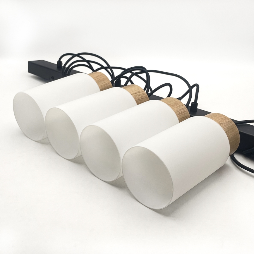 Żyrandol na lince MARKUS 4xE27/15W/230V czarny/dąb