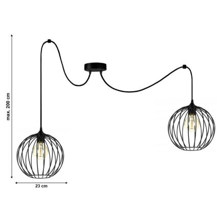 Żyrandol na lince MATT 2xE27/60W/230V pająk