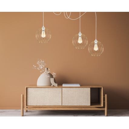 Żyrandol na lince MATT 3xE27/60W/230V pająk biały/złoty