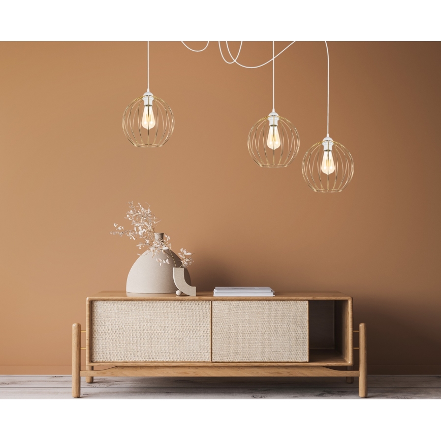 Żyrandol na lince MATT 3xE27/60W/230V pająk biały/złoty