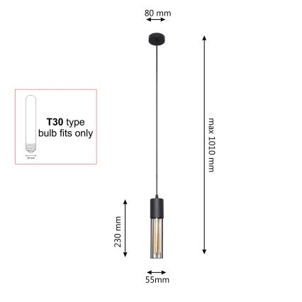 Żyrandol na lince MELODY 1xE27/15W/230V czarne