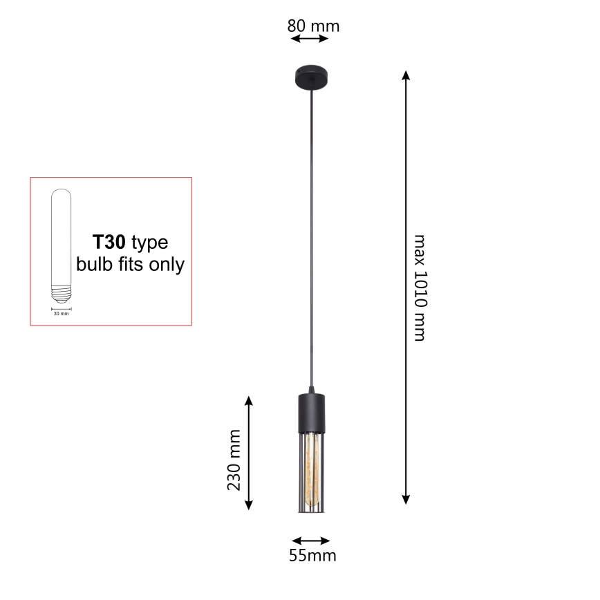 Żyrandol na lince MELODY 1xE27/15W/230V czarne