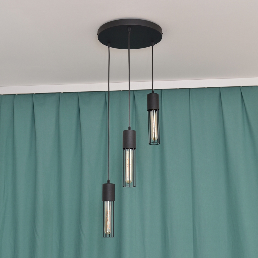 Żyrandol na lince MELODY 3xE27/15W/230V czarne