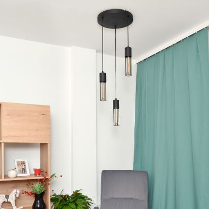 Żyrandol na lince MELODY 3xE27/15W/230V czarne