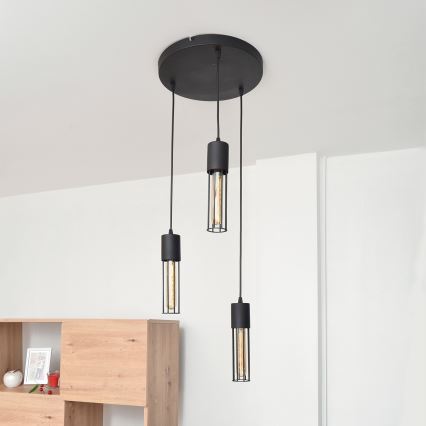 Żyrandol na lince MELODY 3xE27/15W/230V czarne