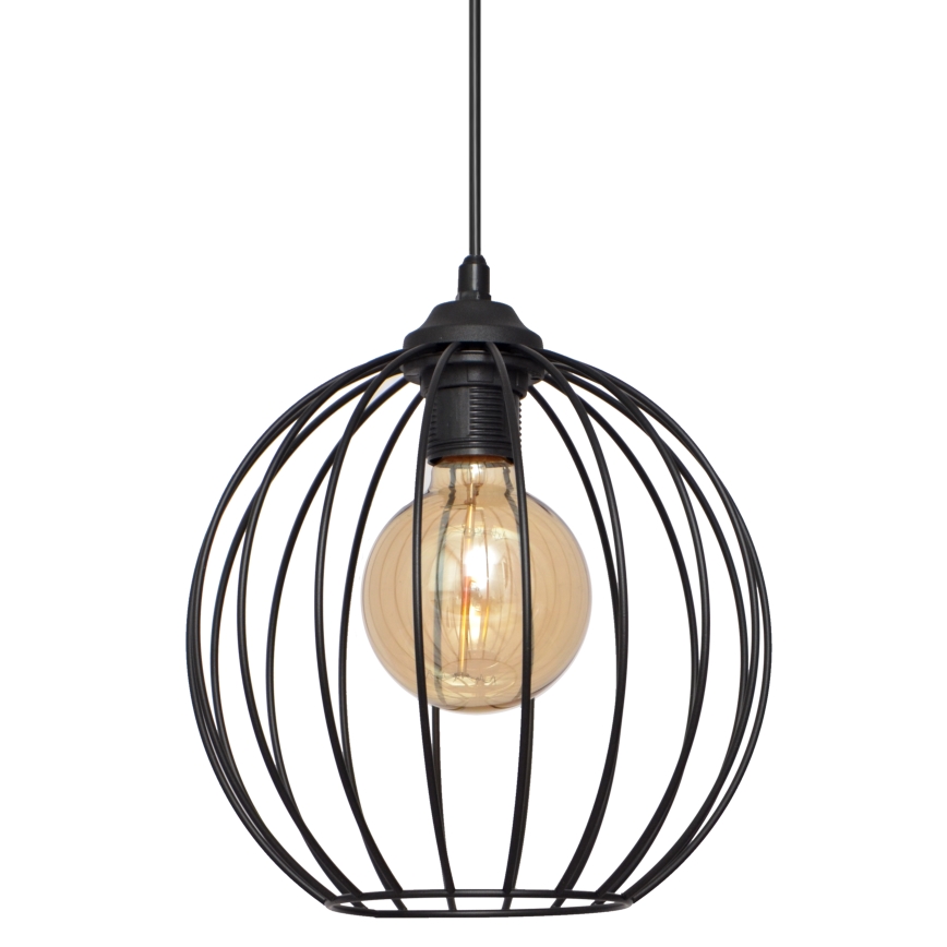 Żyrandol na lince MERCURE 1xE27/15W/230V śr. 24 cm czarny