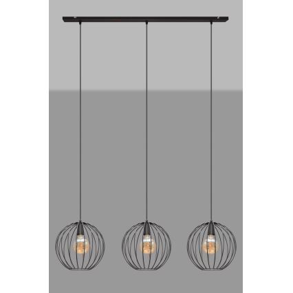 Żyrandol na lince MERCURE 3xE27/15W/230V czarny