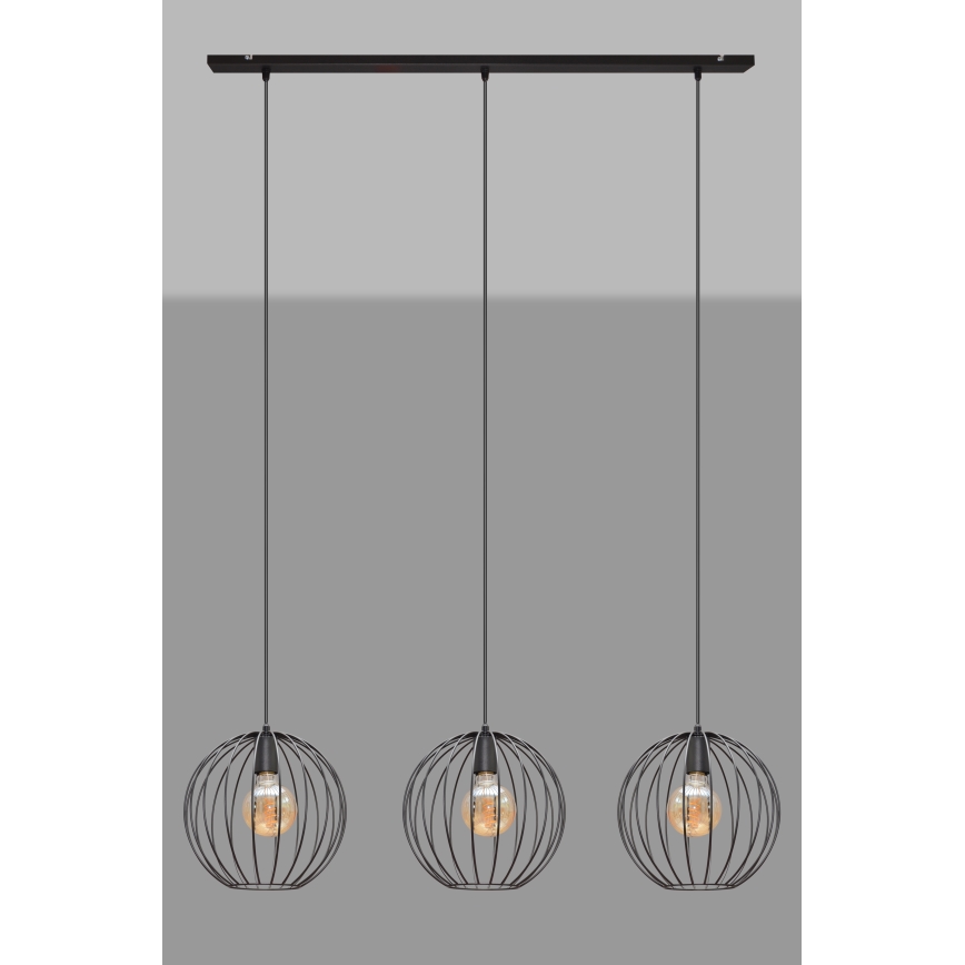 Żyrandol na lince MERCURE 3xE27/15W/230V czarny