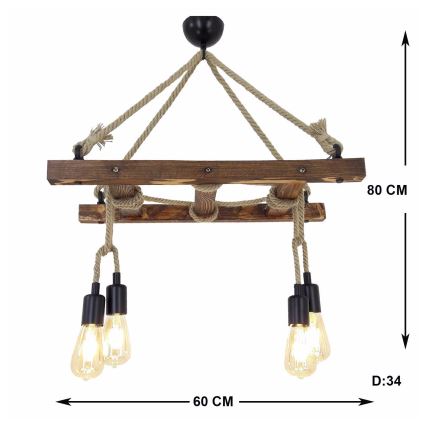 Żyrandol na lince MERDIVEN 4xE27/40W/230V