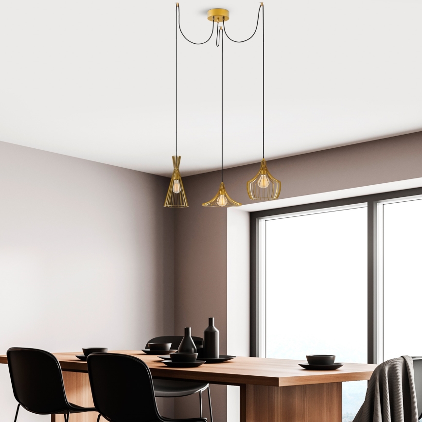 Żyrandol na lince MEZOPOTAMYA 3xE27/40W/230V pająk zl.