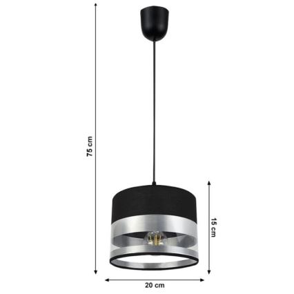 Żyrandol na lince MILO 1xE27/60W/230V srebrny/czarny