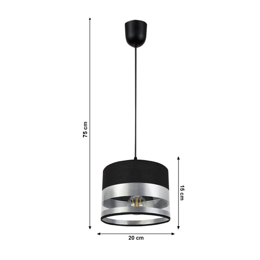 Żyrandol na lince MILO 1xE27/60W/230V srebrny/czarny