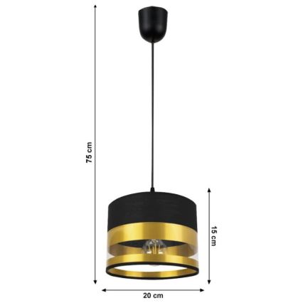 Żyrandol na lince MILO 1xE27/60W/230V złoty/czarny