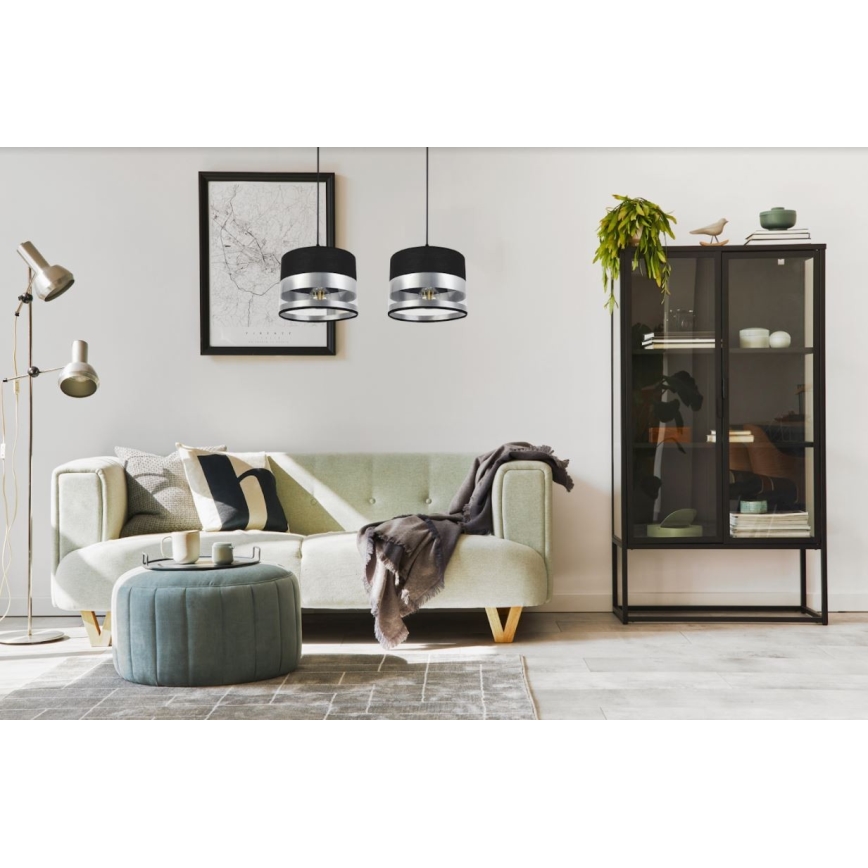 Żyrandol na lince MILO 2xE27/60W/230V srebrny/czarny