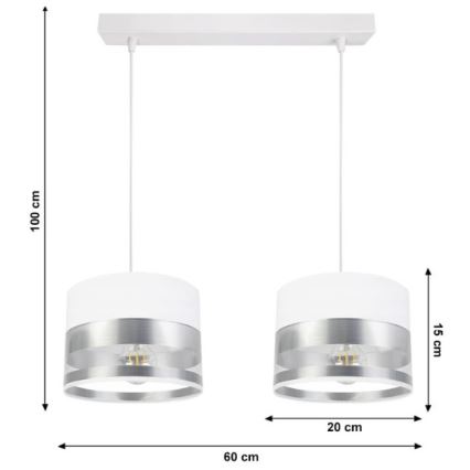 Żyrandol na lince MILO 2xE27/60W/230V srebrny