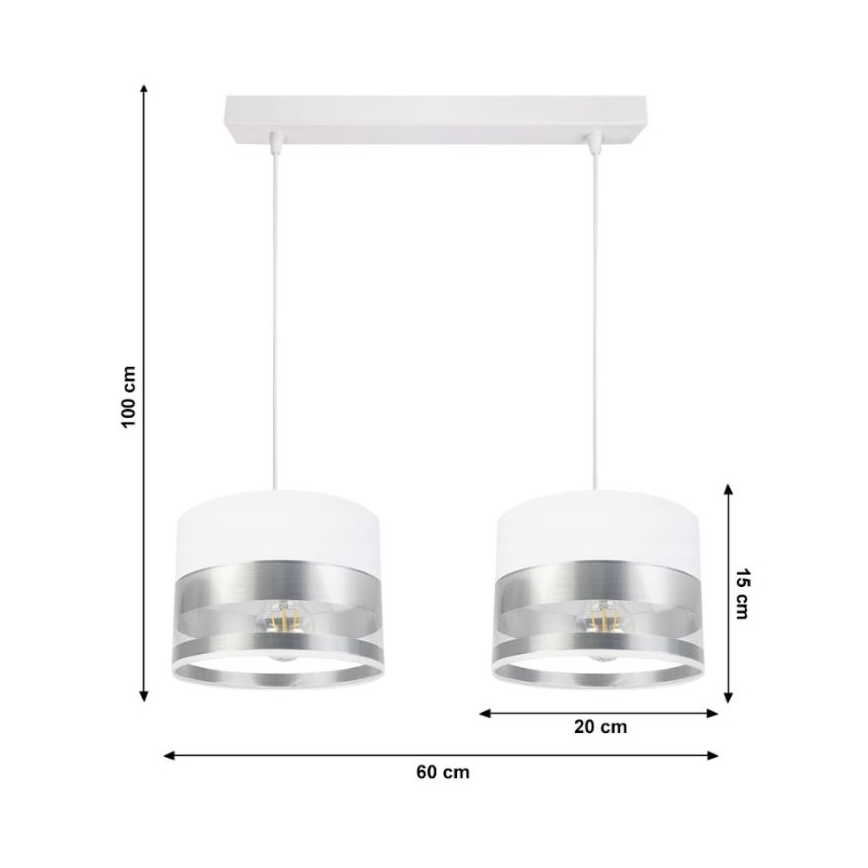 Żyrandol na lince MILO 2xE27/60W/230V srebrny
