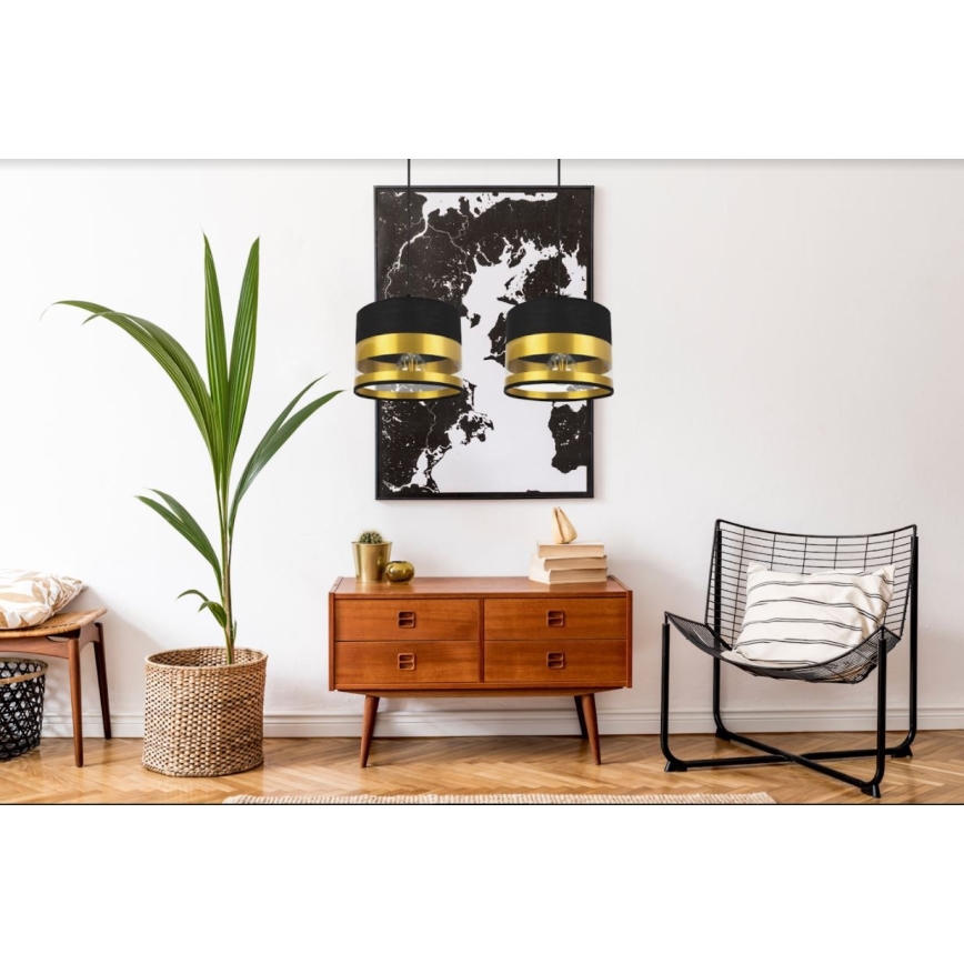 Żyrandol na lince MILO 2xE27/60W/230V złoty/czarny