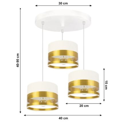 Żyrandol na lince MILO 3xE27/60W/230V złoty