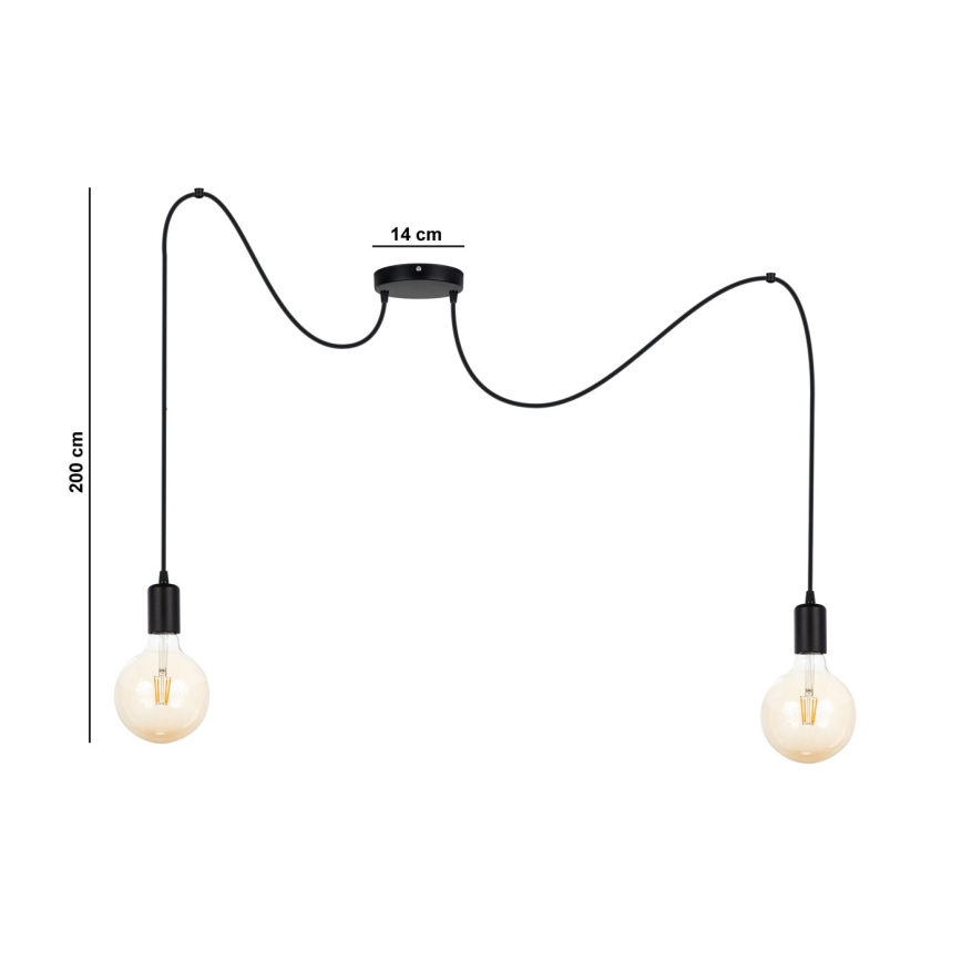 Żyrandol na lince MIROS 2xE27/60W/230V pająk czarny