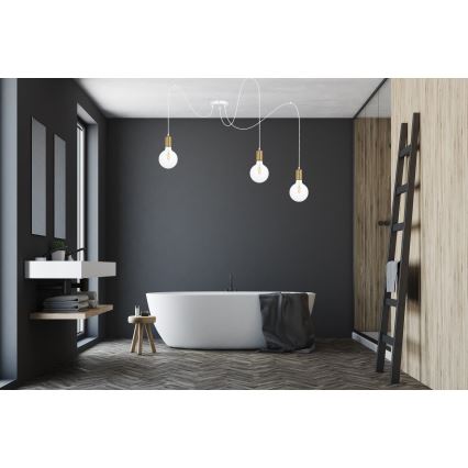 Żyrandol na lince MIROS 3xE27/60W/230V pająk biały/złoty