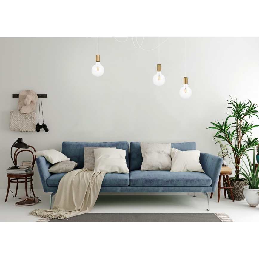 Żyrandol na lince MIROS 3xE27/60W/230V pająk biały/złoty