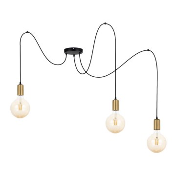 Żyrandol na lince MIROS 3xE27/60W/230V pająk czarny/złoty