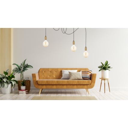 Żyrandol na lince MIROS 3xE27/60W/230V pająk czarny/złoty
