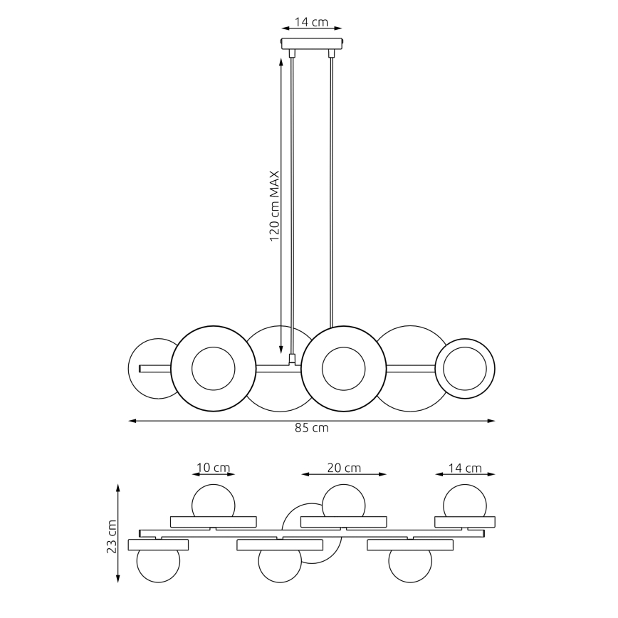 Żyrandol na lince MODEL 6xG9/8W/230V czarny