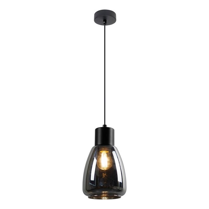 Żyrandol na lince MOLDO 1xE27/40W/230V czarny/dymny czarny