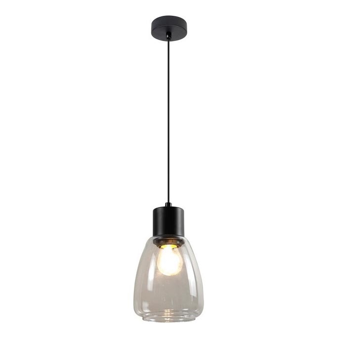 Żyrandol na lince MOLDO 1xE27/40W/230V czarny/przezroczysty