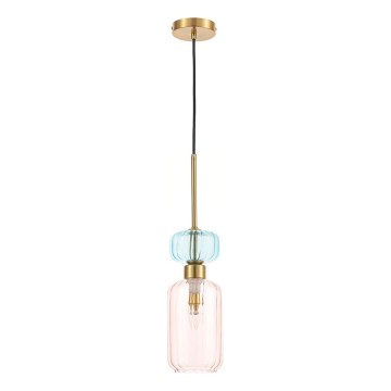 Żyrandol na lince MOLLY 1xE14/40W/230V śr. 12 cm złoty/różowy/niebieski