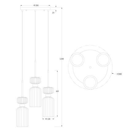 Żyrandol na lince MOLLY 3xE14/40W/230V śr. 38 cm kolorowy