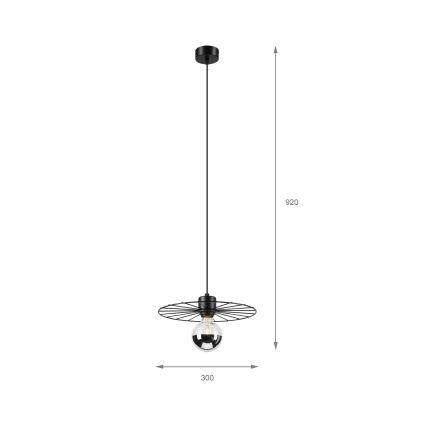 Żyrandol na lince MONTANA 1xE27/15W/230V śr. 30 cm czarny