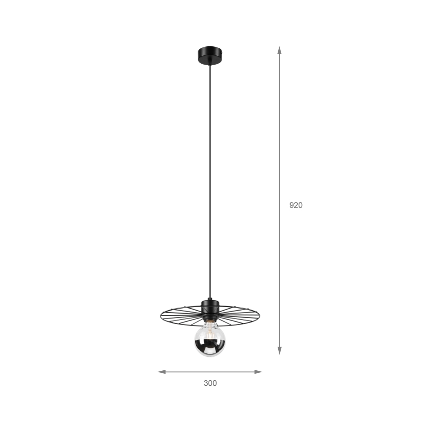 Żyrandol na lince MONTANA 1xE27/15W/230V śr. 30 cm czarny