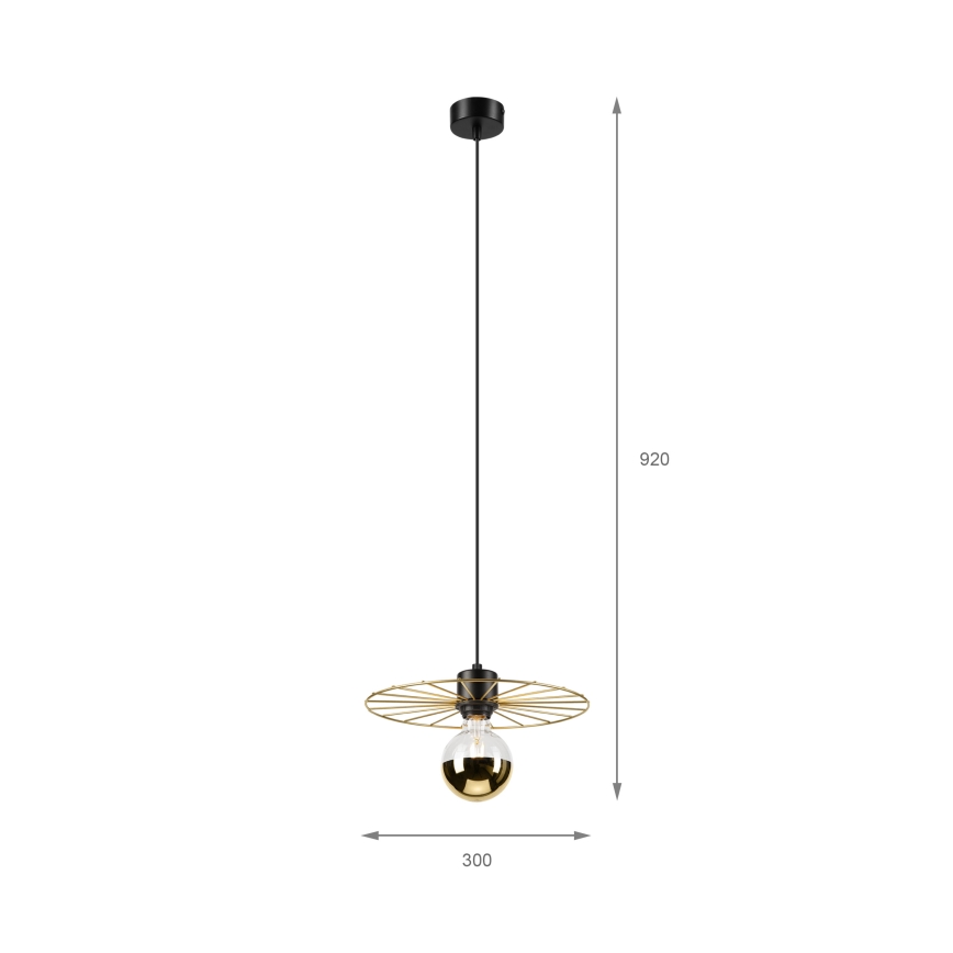 Żyrandol na lince MONTANA 1xE27/15W/230V śr. 30 cm złoty/czarny