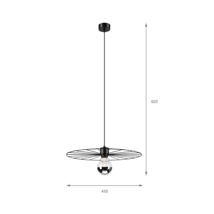 Żyrandol na lince MONTANA 1xE27/15W/230V śr. 45 cm czarny