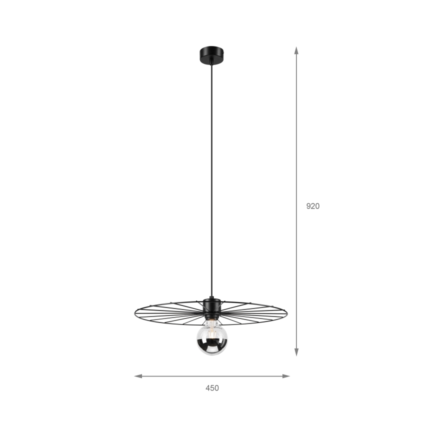 Żyrandol na lince MONTANA 1xE27/15W/230V śr. 45 cm czarny