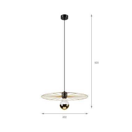 Żyrandol na lince MONTANA 1xE27/15W/230V śr. 45 cm złoty/czarny