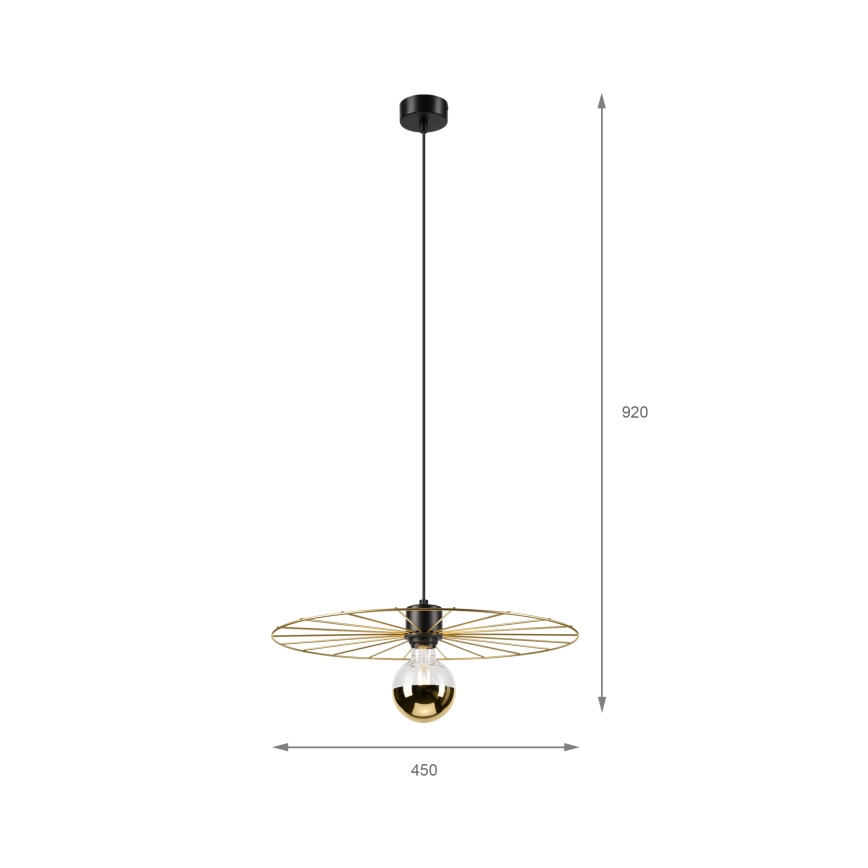 Żyrandol na lince MONTANA 1xE27/15W/230V śr. 45 cm złoty/czarny