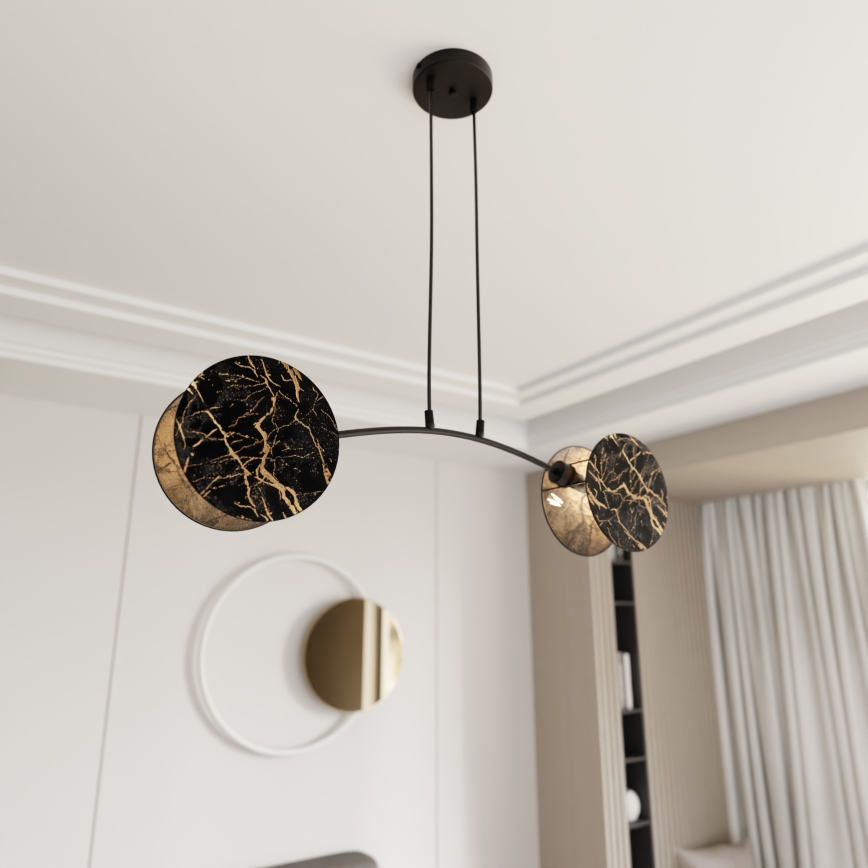 Żyrandol na lince MOTIF 2xE27/15W/230V czarny/złoty
