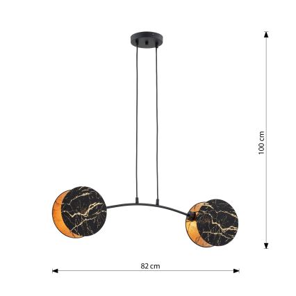 Żyrandol na lince MOTIF 2xE27/15W/230V czarny/złoty