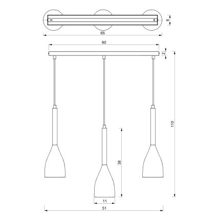 Żyrandol na lince MUZA NEW 3xE27/60W/230V czarny