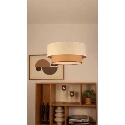 Żyrandol na lince NATIA 1xE27/60W/230V śr. 45 cm biały/brązowy