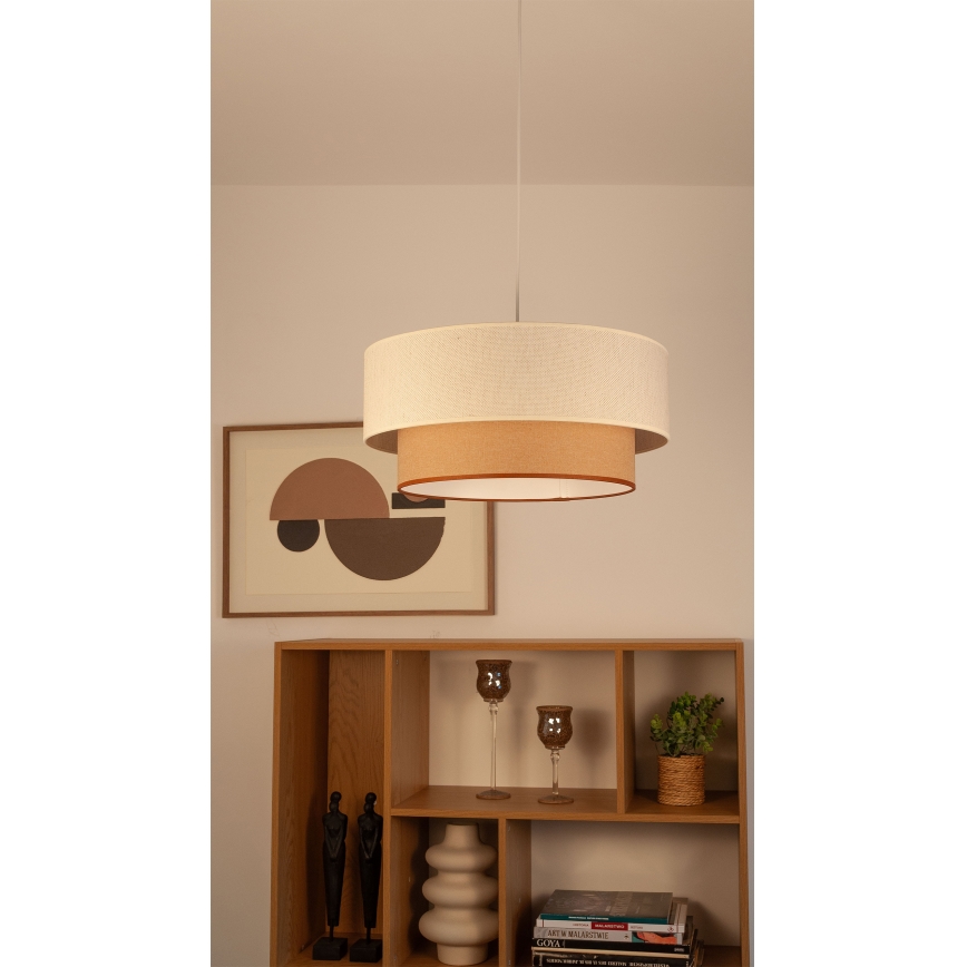 Żyrandol na lince NATIA 1xE27/60W/230V śr. 45 cm biały/brązowy