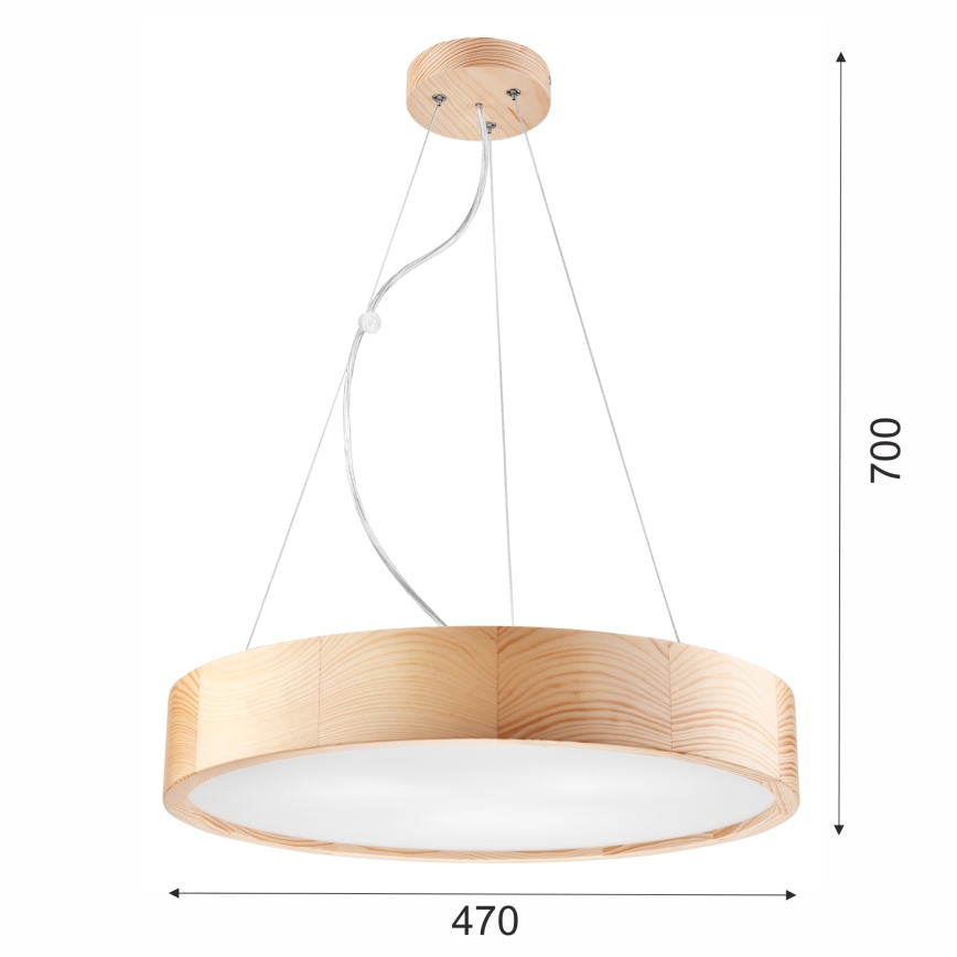 Żyrandol na lince NATURAL 3xE27/60W/230V ø 47 cm sosna