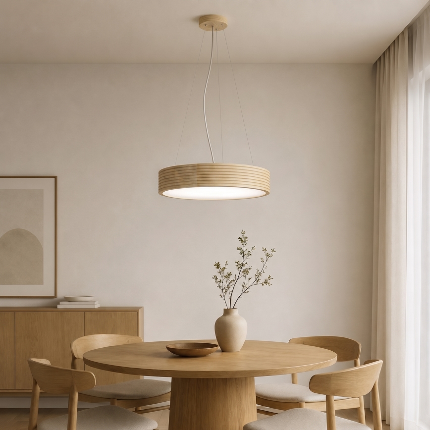 Żyrandol na lince NATURAL MODERN 3xE27/15W/230V śr. 47,5 cm sosna
