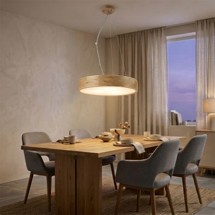 Żyrandol na lince NATURAL MODERN 3xE27/15W/230V śr. 47,5 cm sosna