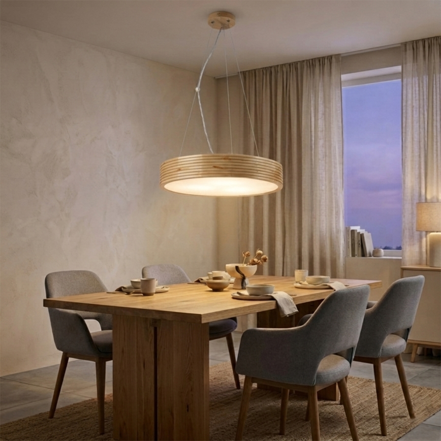 Żyrandol na lince NATURAL MODERN 3xE27/15W/230V śr. 47,5 cm sosna