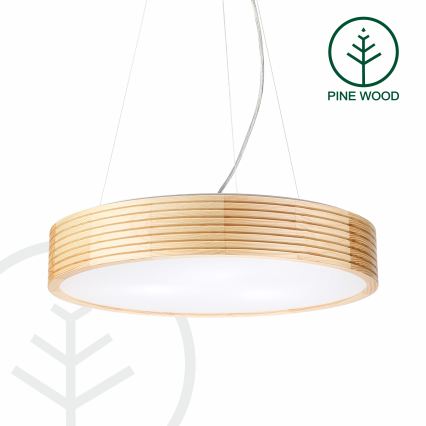 Żyrandol na lince NATURAL MODERN 3xE27/15W/230V śr. 47,5 cm sosna