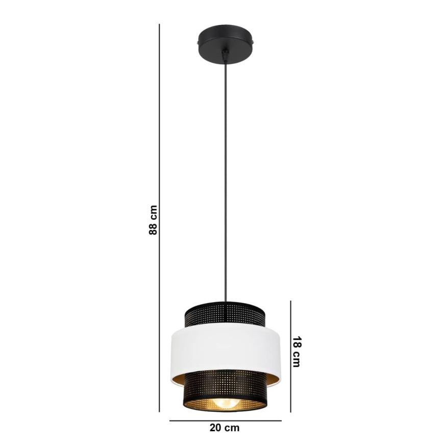Żyrandol na lince NESS 1xE27/60W/230V czarny/biały